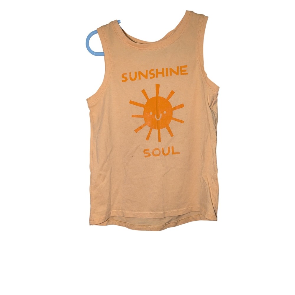 Kids Sunshine Soul Graphic Tank Top and Pink Orange Tie‎ Dye Shorts Set Peach